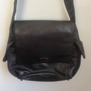 Y2K Black Soft Leather Bag Purse/ Perlina Shoulder Bag/ Handbag/ Minimalist/